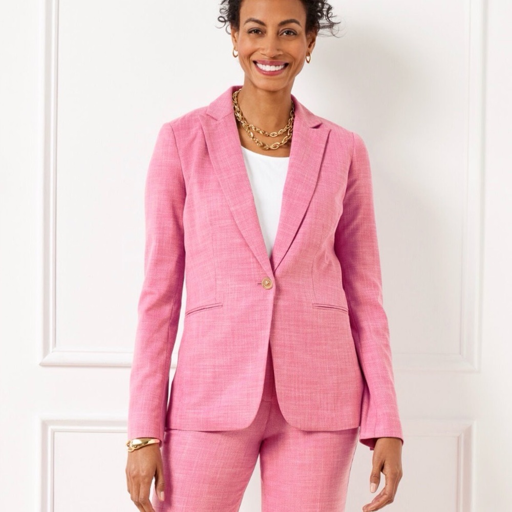 NWT- Talbots -Pink SINGLE BUTTON TWILL BLAZER